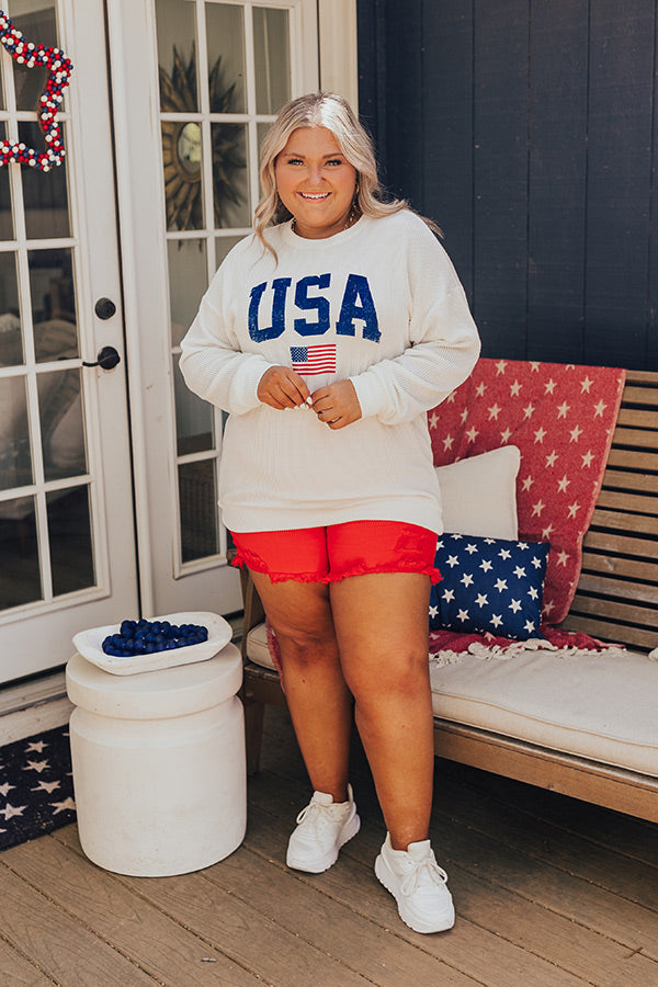 USA Ribbed Sweatshirt Curves Image - 2