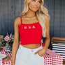 USA Knit Crop Tank in Red Image - 1