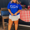 USA Knit Sweater Top in Royal Blue Curves Image - 1