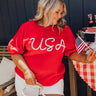USA Knit Sweater Top in Red Curves Image - 1