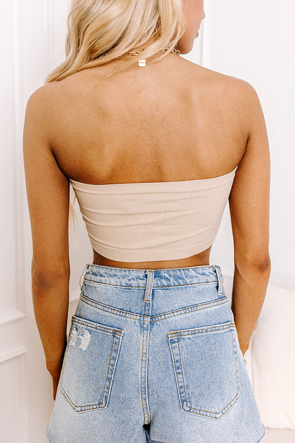 Easily Paired Seamless Bandeau Top in Beige Image - 3