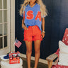 Risen Allison High Waist Distressed Shorts in Red Image - 1