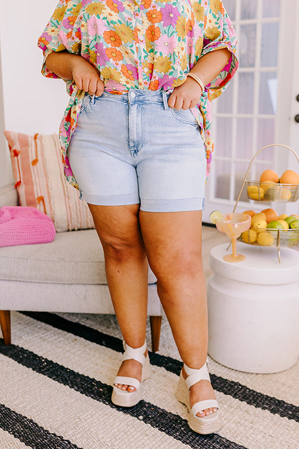 Risen Tabor High Waist Shorts in Light Wash Curves Image - 1