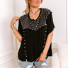Poised Romance Embellished Top In Black Image - 1