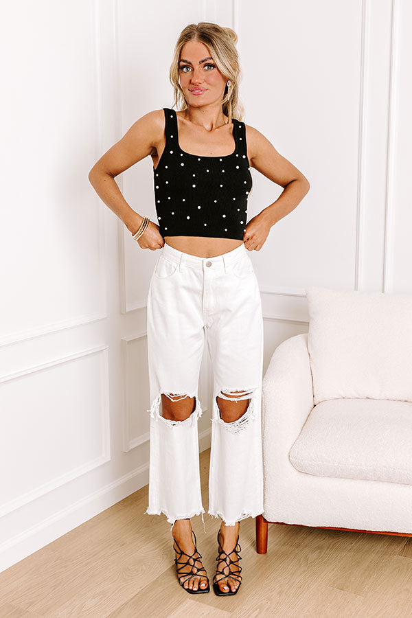 Final Touch Embellished Tank in Black Image - 2
