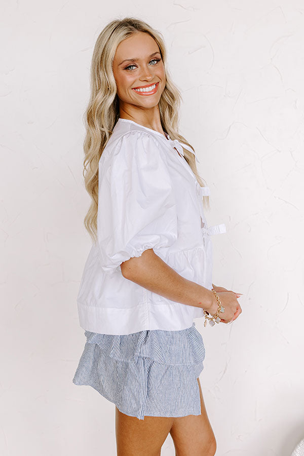 A Little Bit Flirty Front Tie Top in White Image - 3