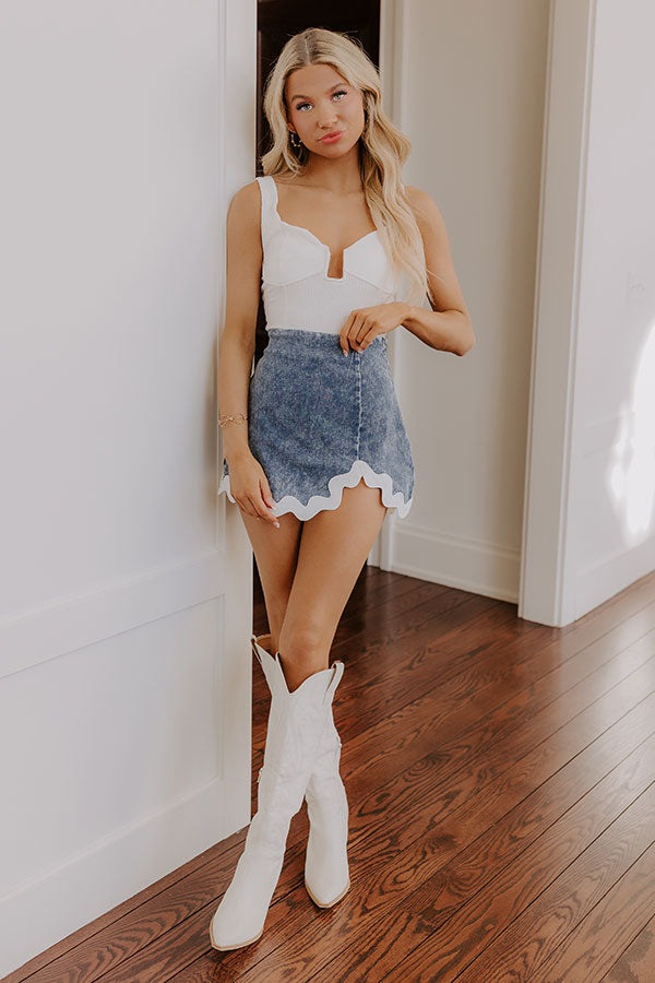 The Charlotte High Waist Acid Wash Skort