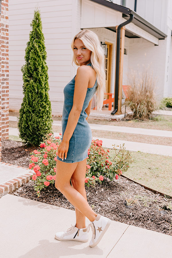 Block Street Party Mineral Wash Mini Dress in Teal Image - 3