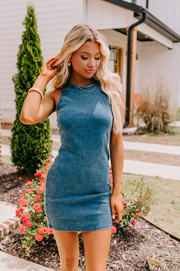 Block Street Party Mineral Wash Mini Dress in Teal Image - 1