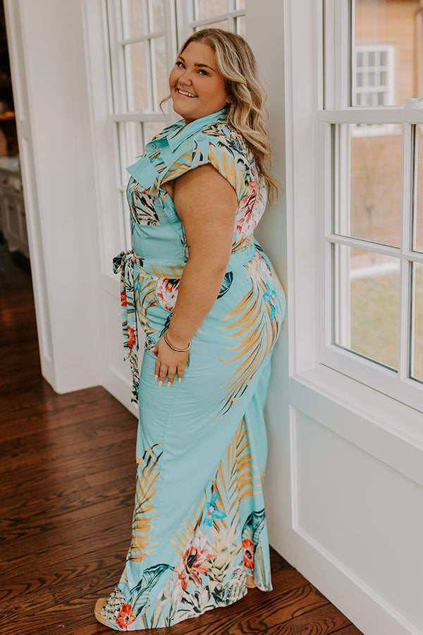 Tropical Tour Jumpsuit in Aqua Curves Image - 5