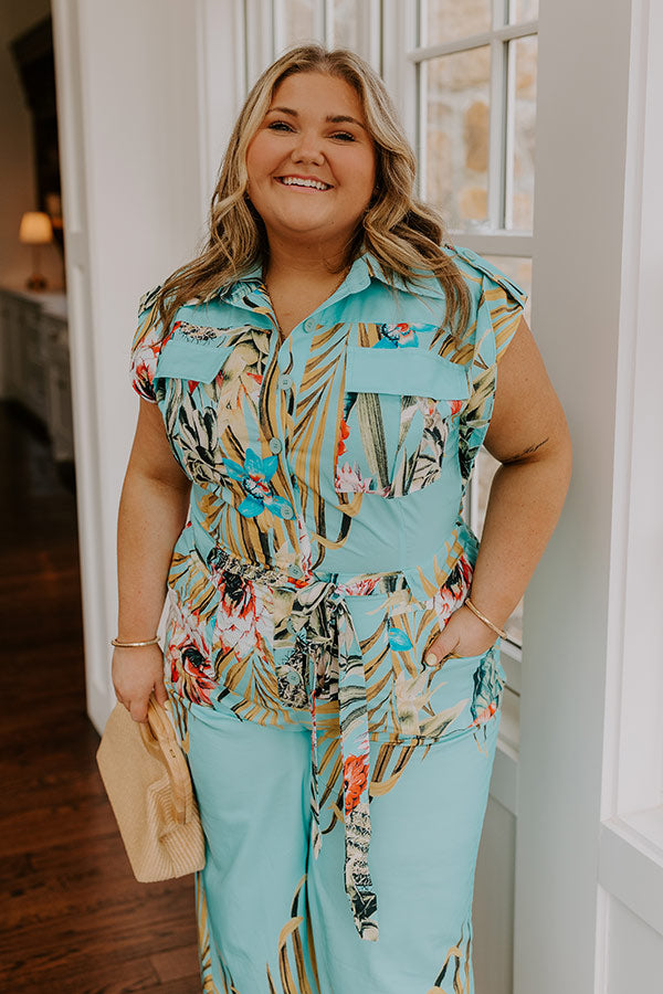 Tropical Tour Jumpsuit in Aqua Curves Image - 2