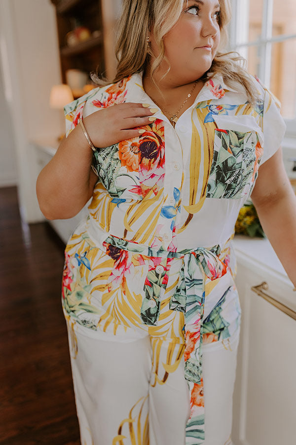 Tropical Tour Jumpsuit in White Curves Image - 2