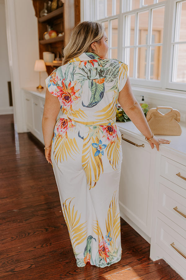 Tropical Tour Jumpsuit in White Curves Image - 4