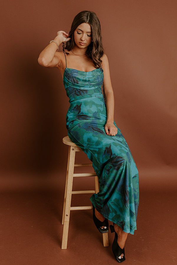 Luxe Living Mesh Maxi Dress in Forest Image - 3