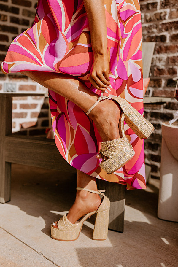 Clary Raffia Woven Platform Heel