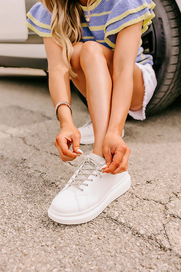 Janan Faux Leather Rhinestone Sneaker Image - 2
