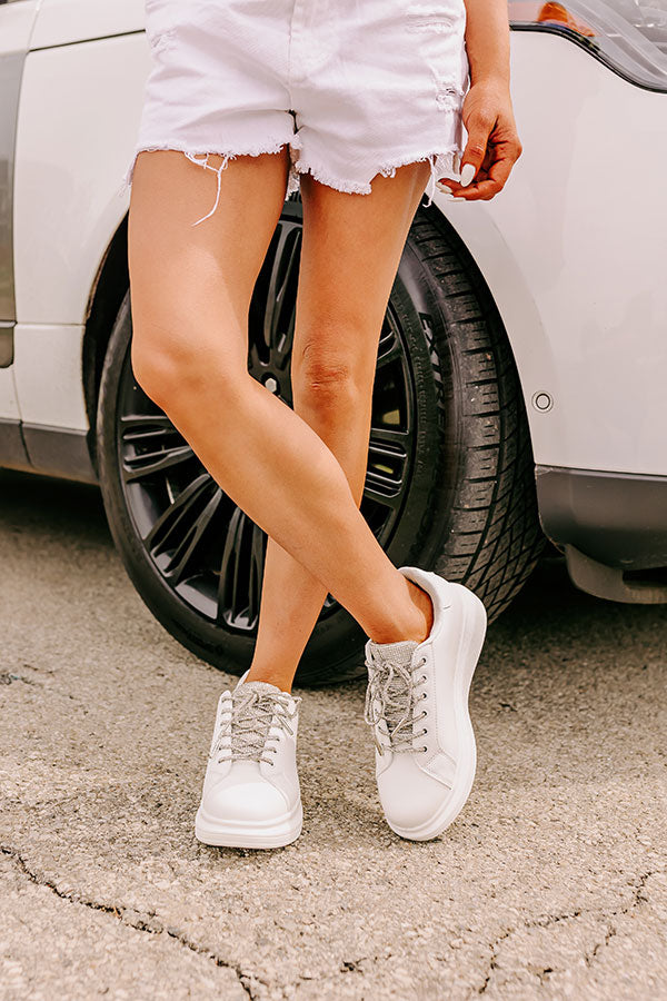 Janan Faux Leather Rhinestone Sneaker Image - 3