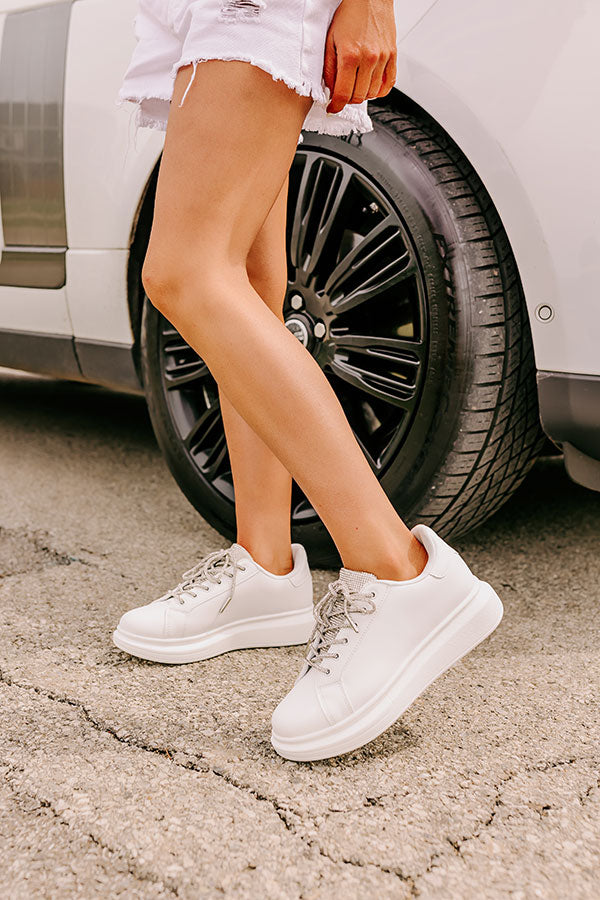 Janan Faux Leather Rhinestone Sneaker Image - 4