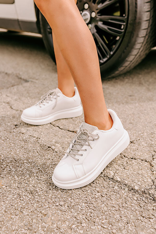 Janan Faux Leather Rhinestone Sneaker Image - 5