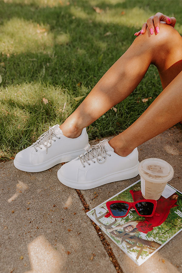 Janan Faux Leather Rhinestone Sneaker Image - 1