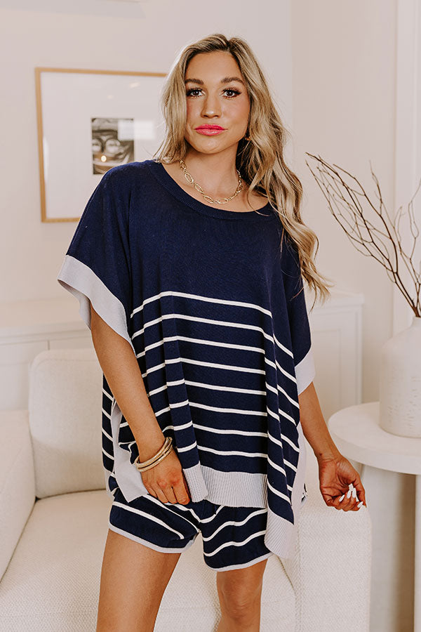 Dockside Cutie Knit Shift Top in Navy Image - 3