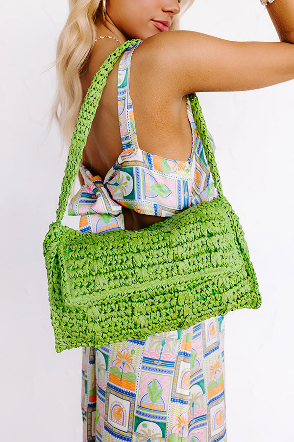 Sunny Days Ahead Woven Purse in Kelly Green Image - 4