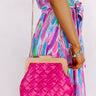 Seaside Oasis Faux Leather Woven Purse in Hot Pink Image - 1