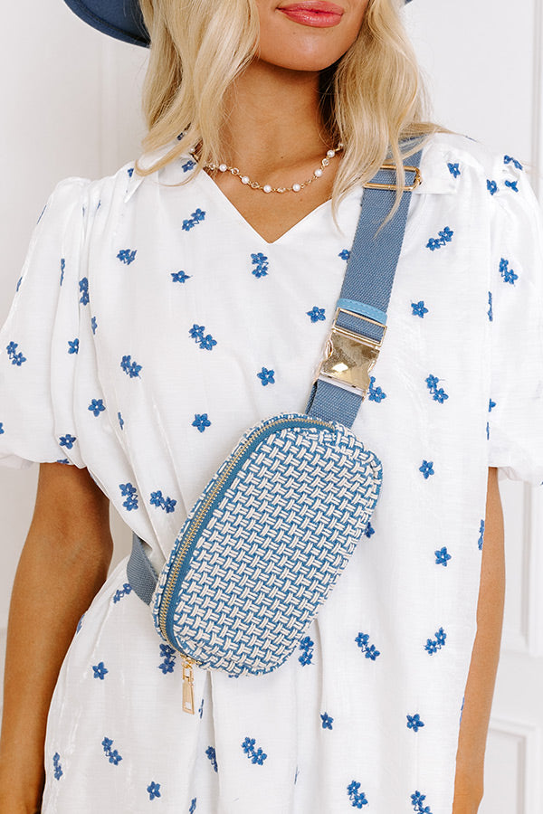 Statement Piece Woven Fanny Pack in Airy Blue Image - 1