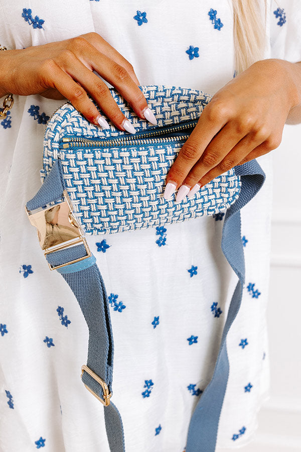 Statement Piece Woven Fanny Pack in Airy Blue Image - 2