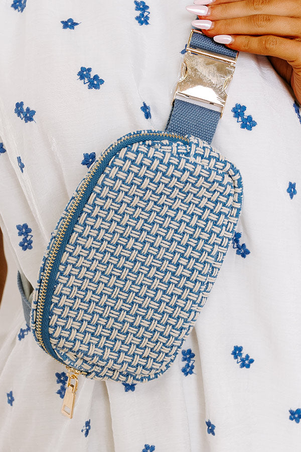 Statement Piece Woven Fanny Pack in Airy Blue Image - 4