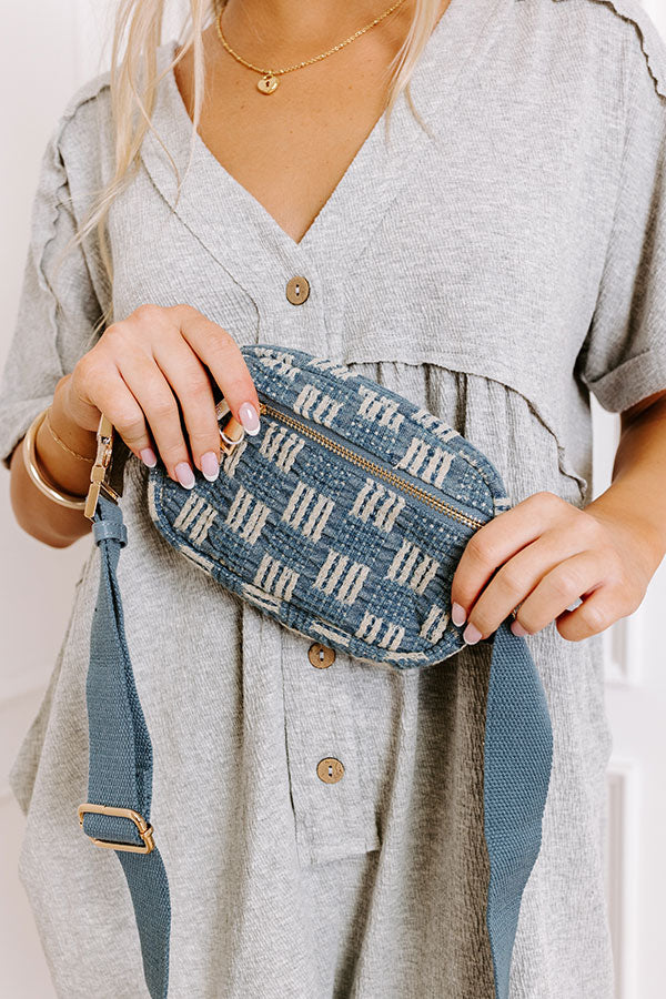 Statement Piece Woven Fanny Pack in Medium Wash