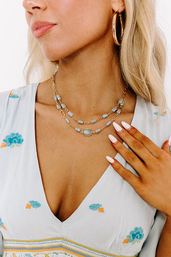 Glam Lifestyle Layered Necklace in Grey Image - 2