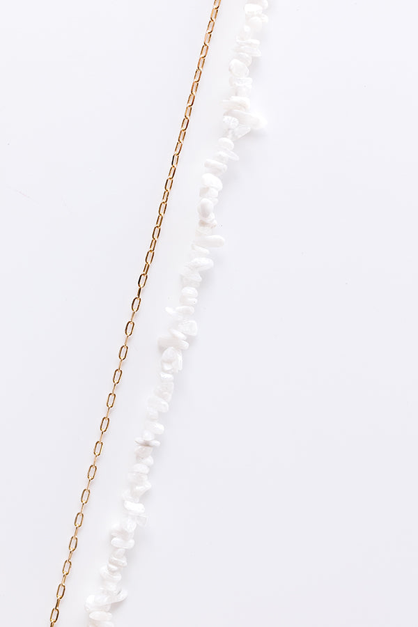 Seaside Bliss Semi Precious Layered Necklace in White Image - 2