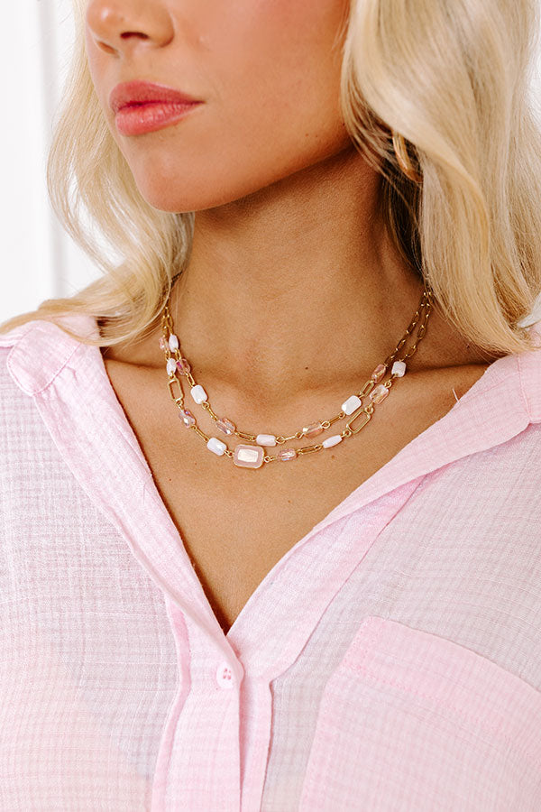 Glam Lifestyle Layered Necklace in Pink Image - 2