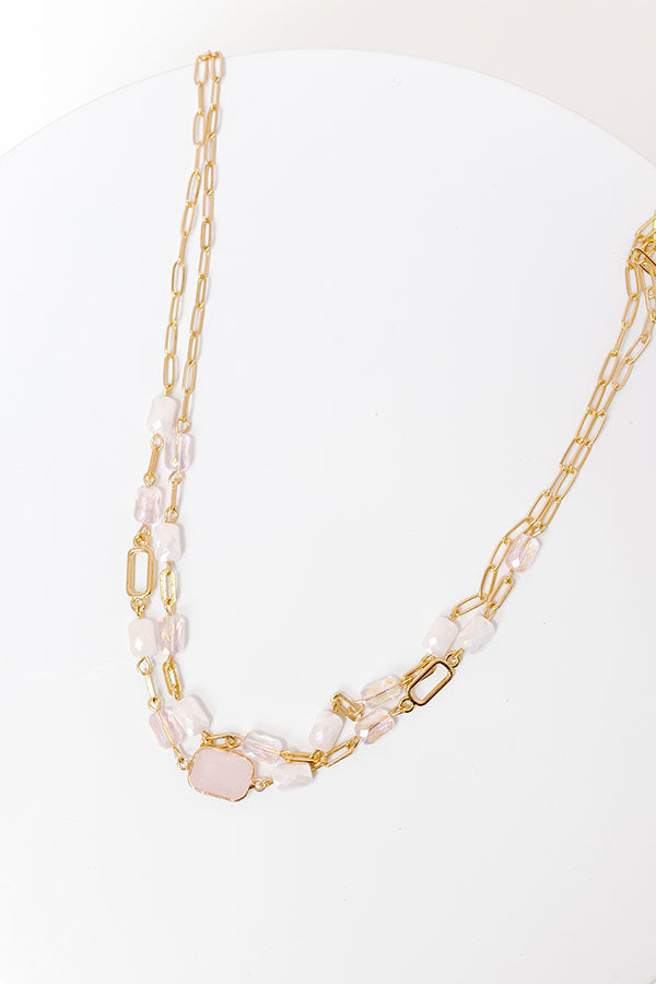 Glam Lifestyle Layered Necklace in Pink Image - 3