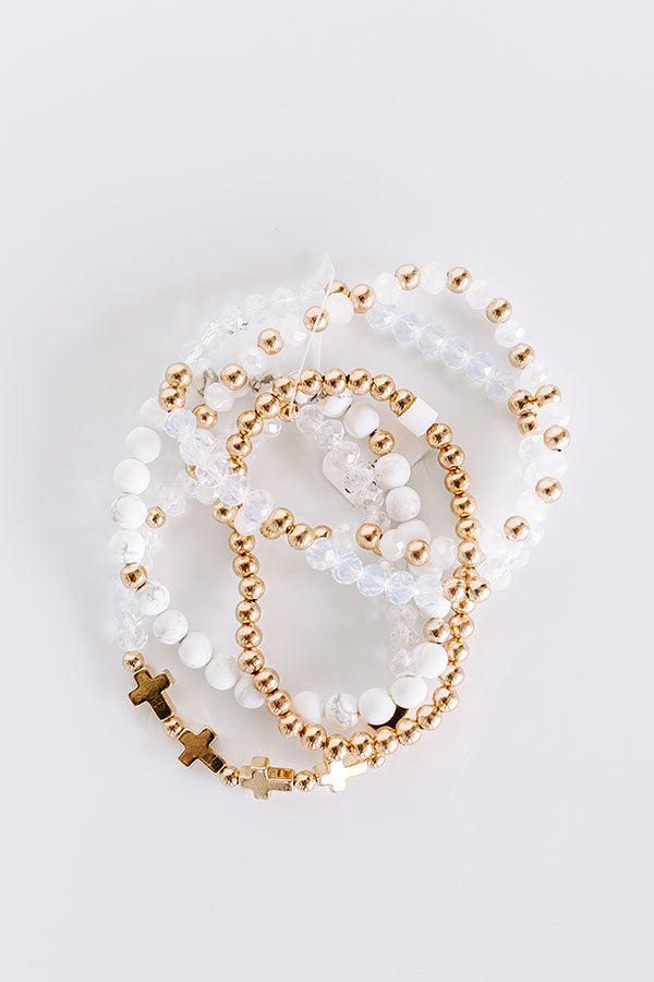 Full Of Faith Bracelet Set in White Image - 1