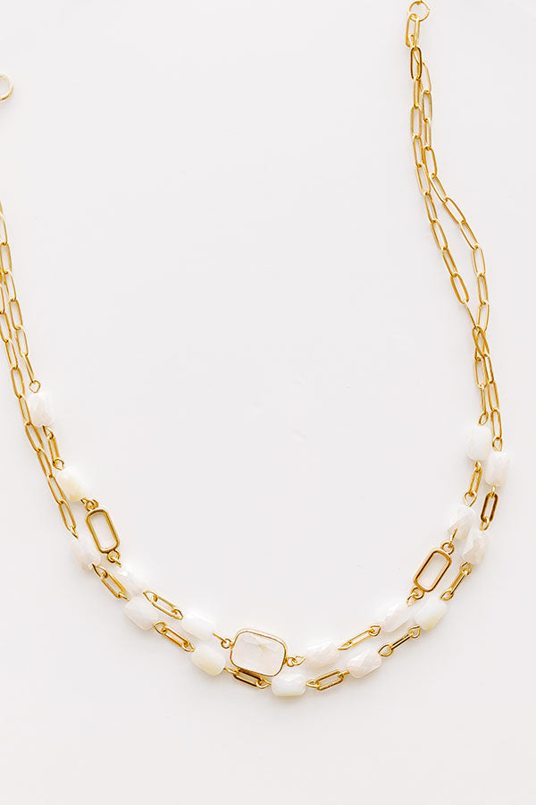 Glam Lifestyle Layered Necklace in White Image - 1