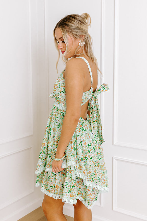 Flirty Feelings Floral Mini Dress in Mint Image - 2