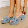 The Lizzy Denim Block Heel in Light Wash Image - 1
