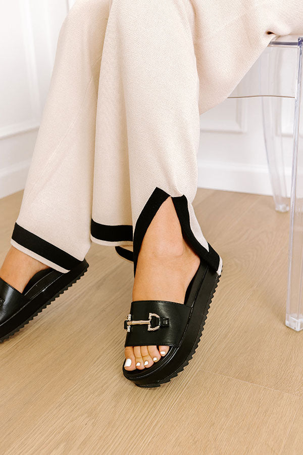 The Harper Faux Leather Sandal in Black Image - 3