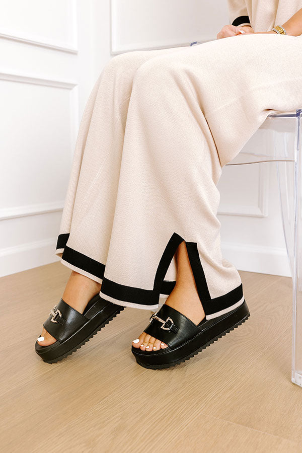 The Harper Faux Leather Sandal in Black Image - 1