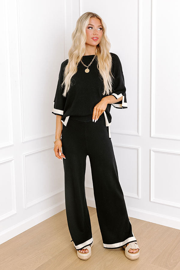 Uptown Cafe High Waist Knit Pants in Black Image - 1