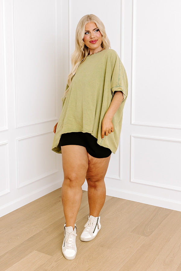 Effortless Vibes Mineral Wash Oversized Tee in Lime Punch Curves Image - 2
