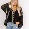 Boho Feeling Pointelle Knit Sweater in Black Image - 1