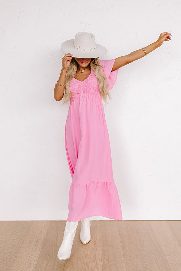Sunny Smiles Smocked Maxi in Pink Image - 1