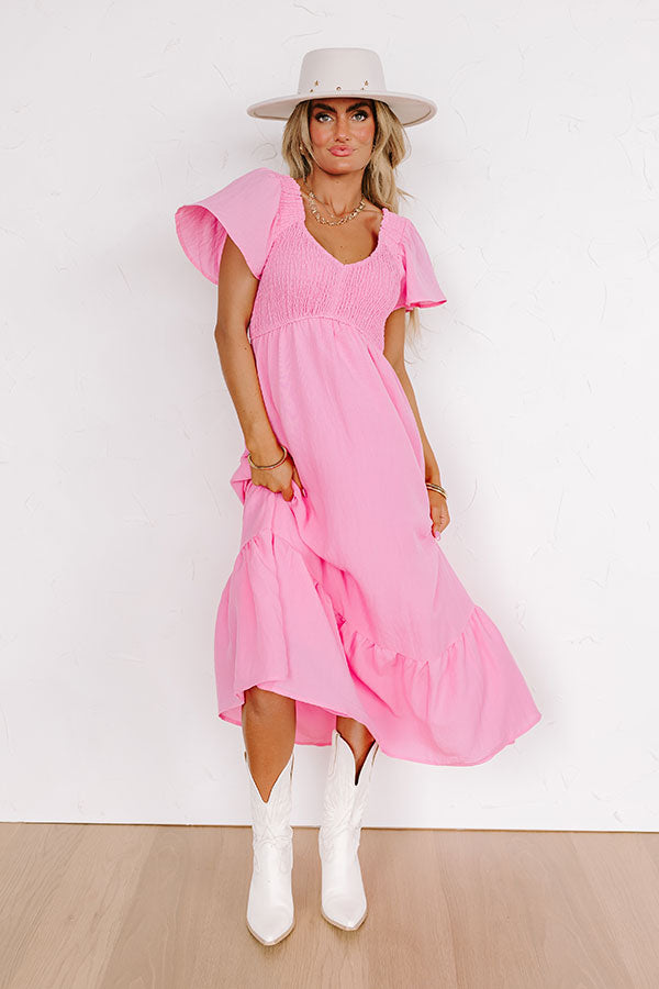 Sunny Smiles Smocked Maxi in Pink Image - 2