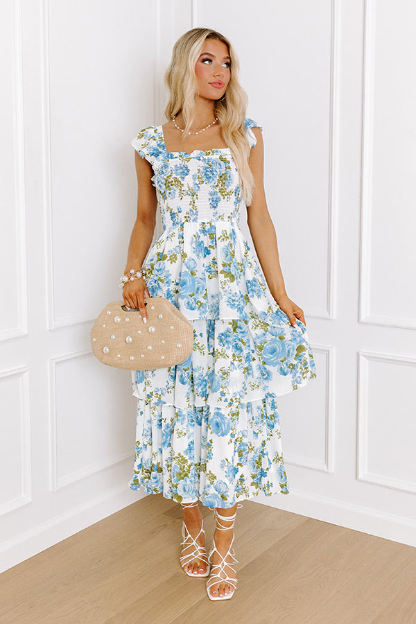 Rose Garden Gala Tiered Midi in Blue Image - 1