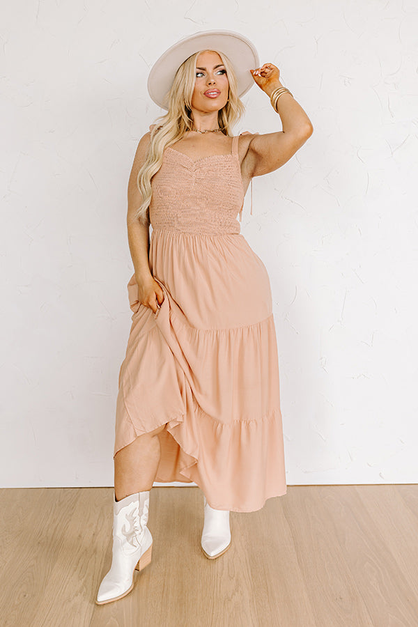 Tucson Stroll Smocked Midi in Iced Mocha Curves Image - 1