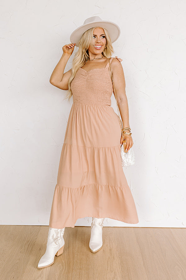 Tucson Stroll Smocked Midi in Iced Mocha Curves Image - 4