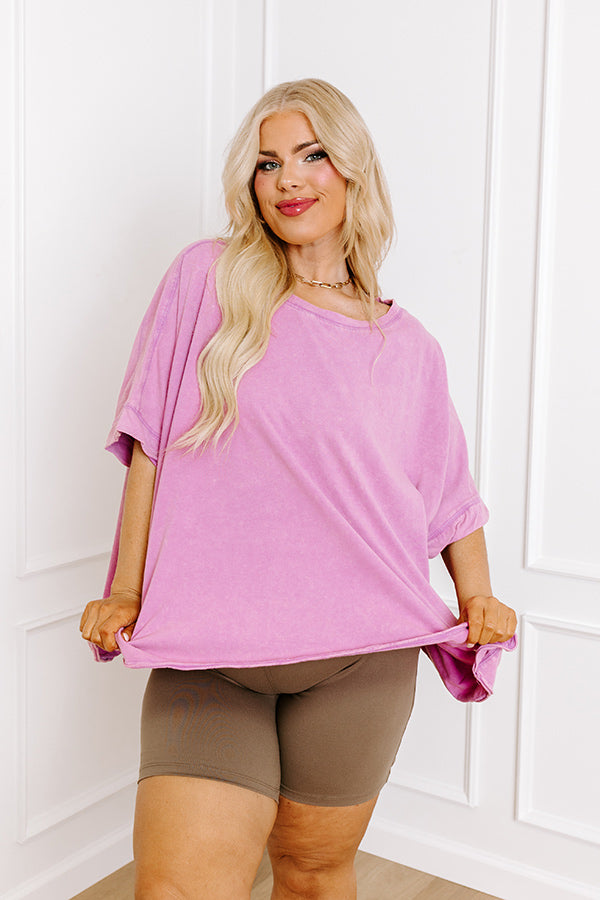 Effortless Vibes Mineral Wash Oversized Tee in Violet Curves Image - 1